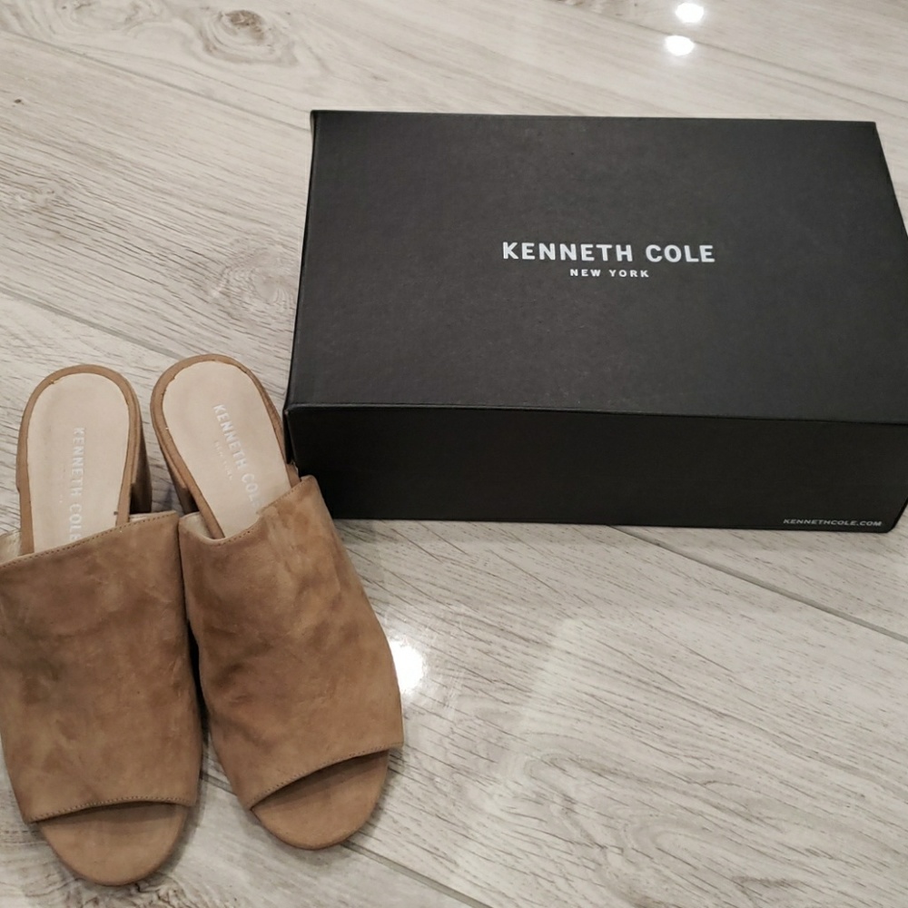Kenneth Cole Vega Suede High Heel Slide Sandals